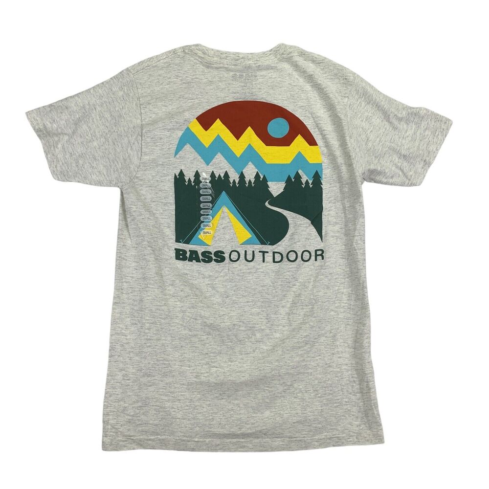 Bass Outdoor Mens Campadre Graphic Crewneck Short Sleeve T-Shirt Oatmeal Gray S